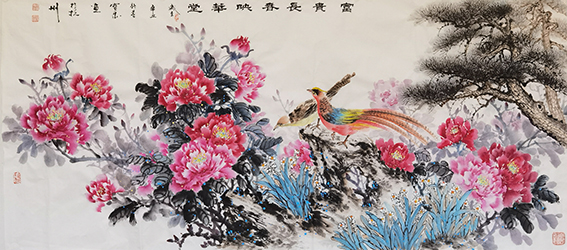 胡宝成作品《富贵长春映华堂》
