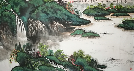 白桂芹作品11《叠翠远眺一江清》