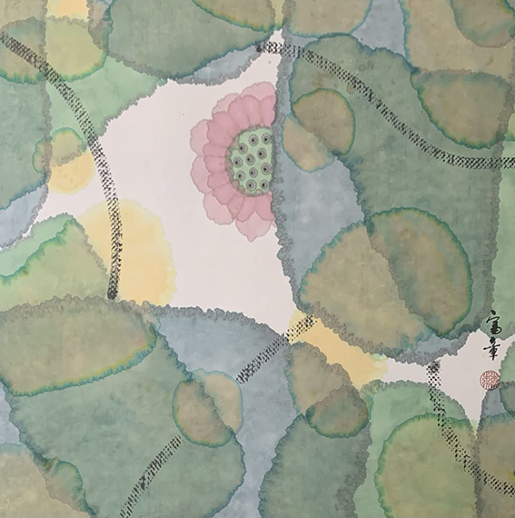 林富章作品《荷风》68x68cm