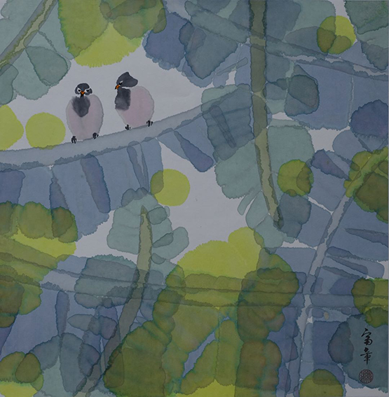 林富章作品《蕉林啼春》68x68cm