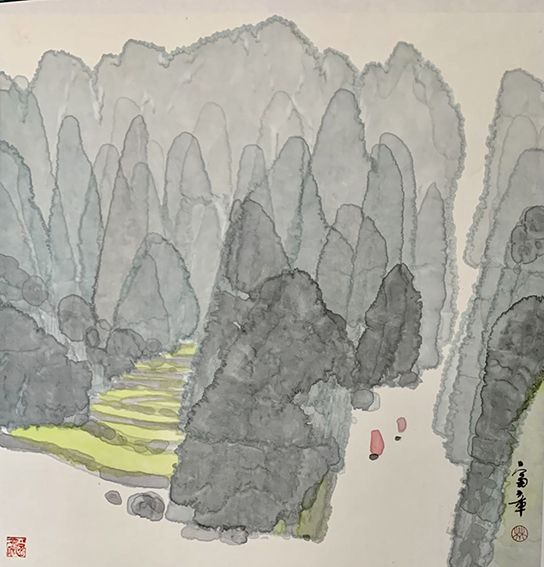 林富章作品《轻舟》68x68cm