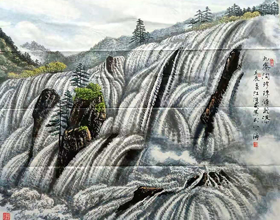 江治安作品《九寨沟珍珠滩飞瀑》