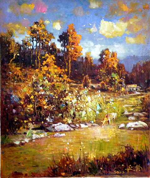 苏延龄作品《小山岗》规格：76x65cm
