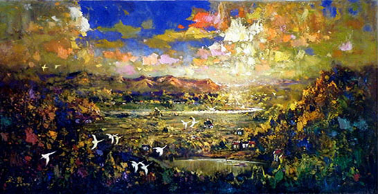 苏延龄作品《思乡曲》规格：118x59cm