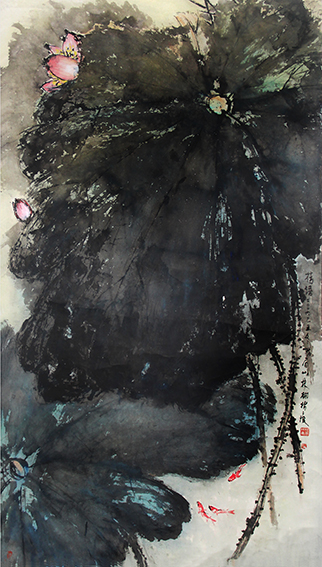 林栩作品2《荷语》指画