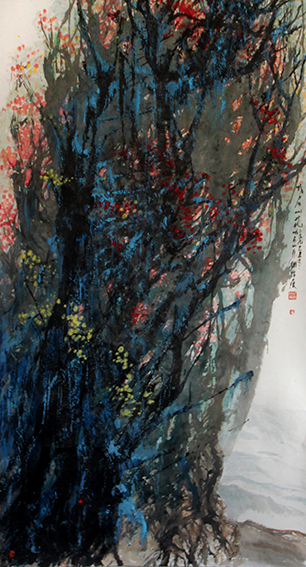 林栩作品4《峨眉山花》指画