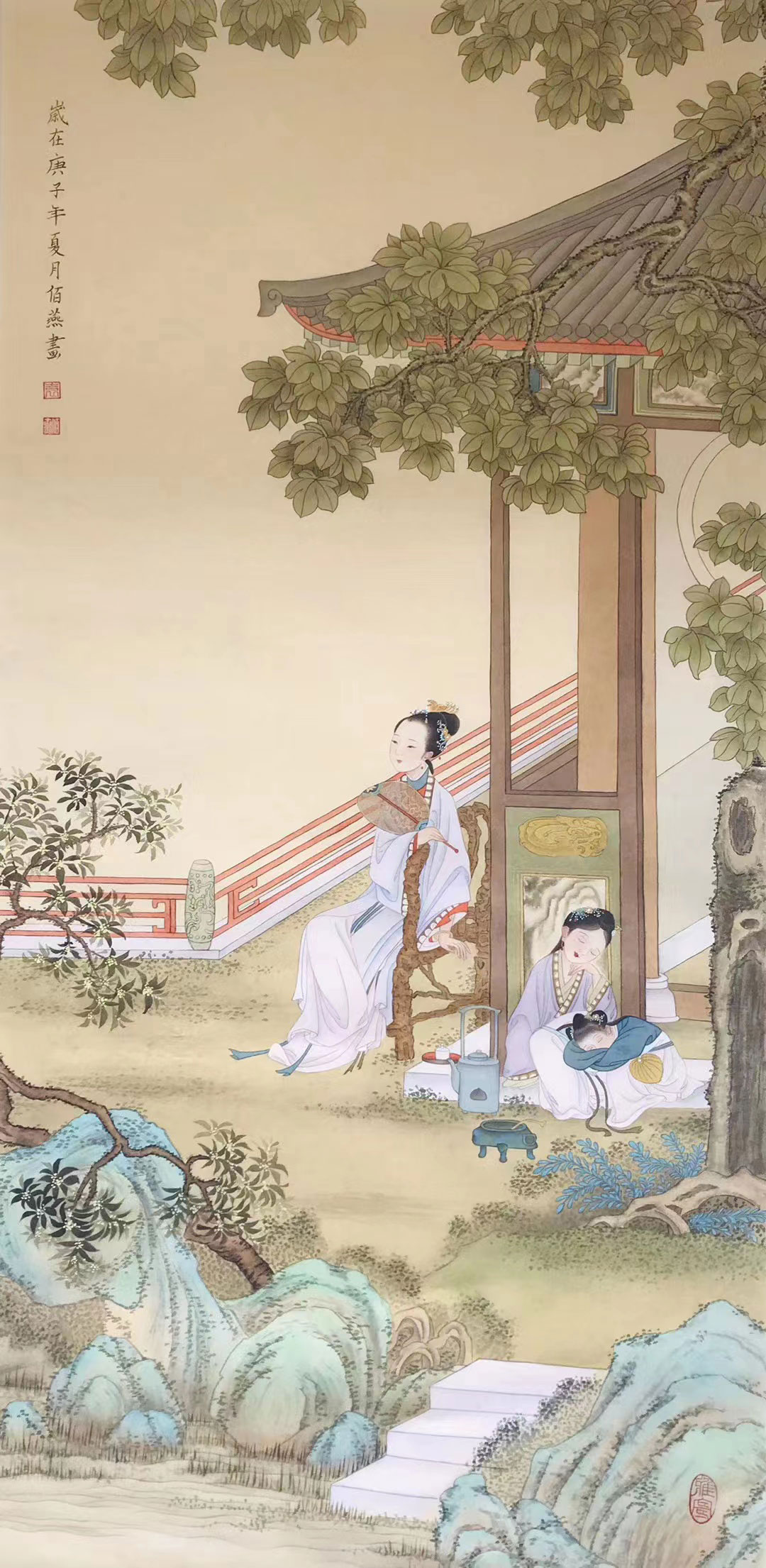 桐荫仕女图50×103