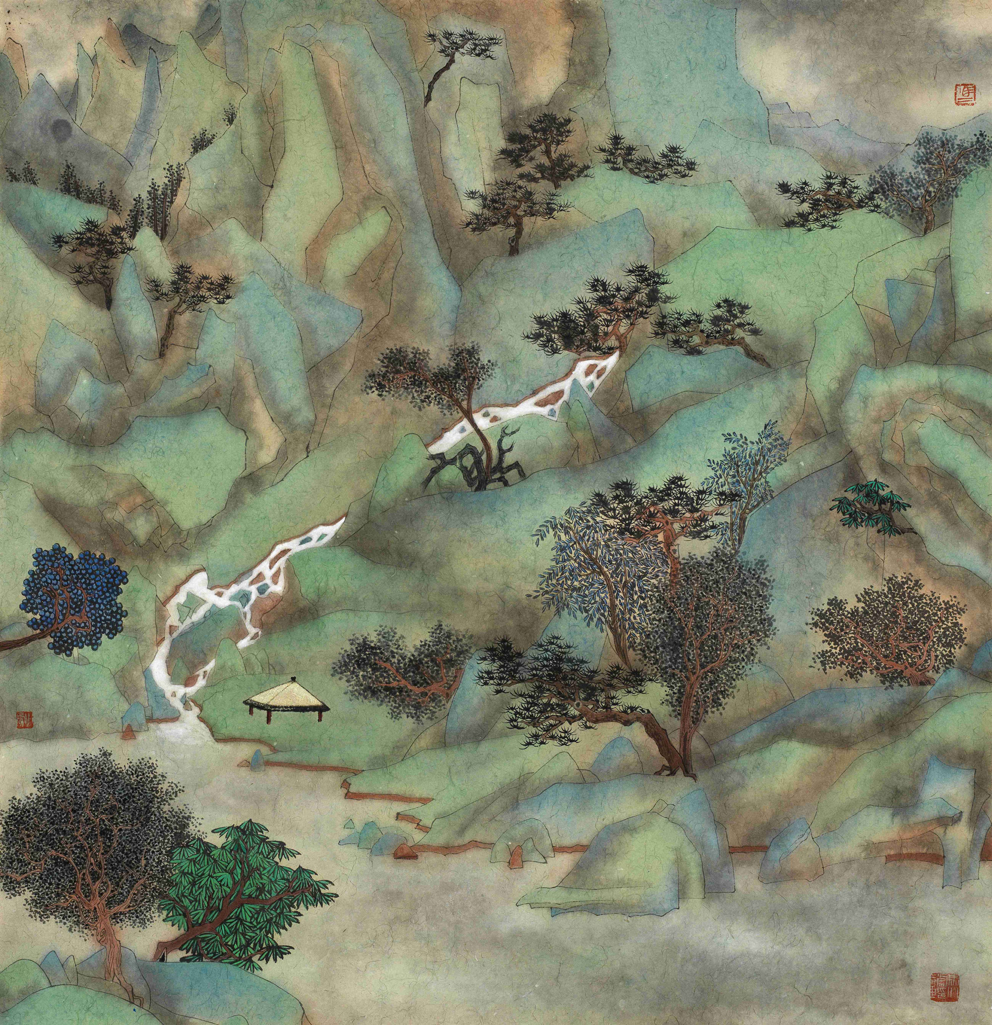 马小虎-2014-《溪雨流云》-纸本重彩-68cm×68cm