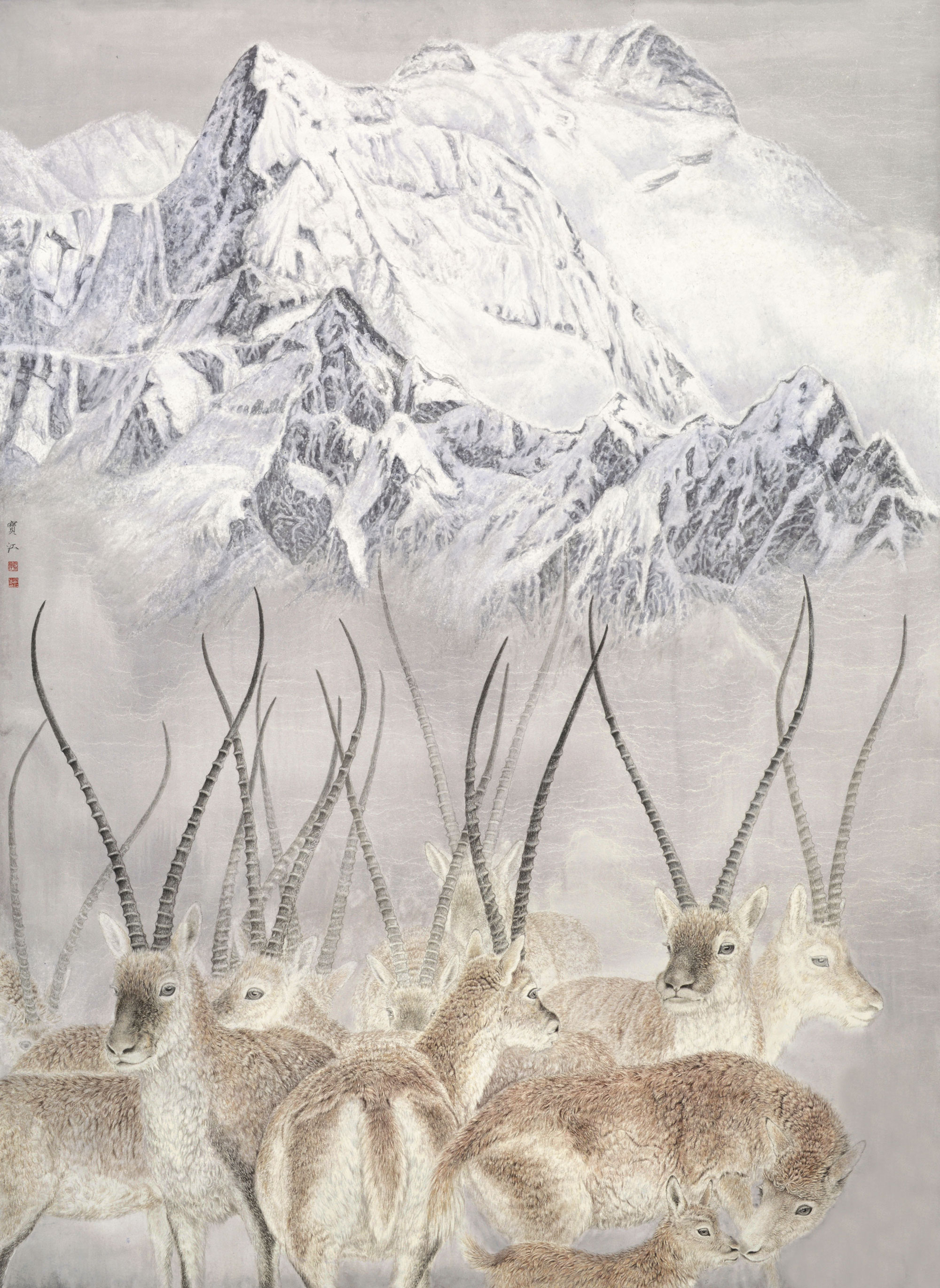 《雪山下的精灵》210cmx150cm