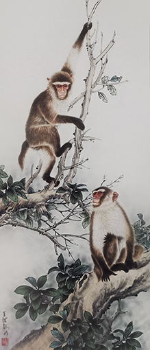 王洪毅作品1《勇攀高峰》规格：140cmX70cm.jpg