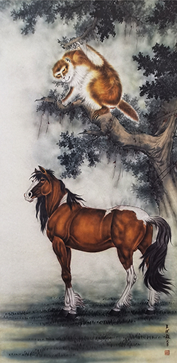 王洪毅作品2《马上封侯》规格：140cmX70cm.jpg