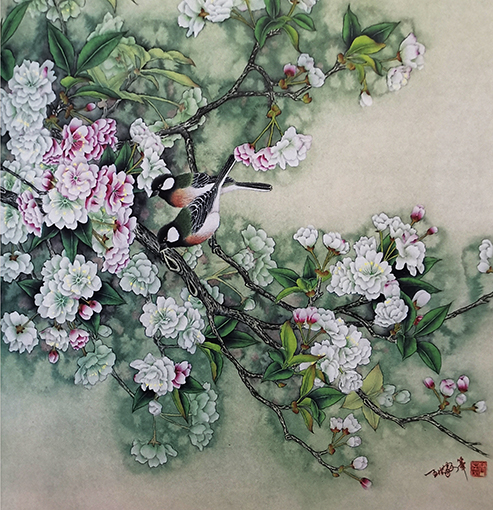 王洪毅作品3《喜上枝头》规格：70cmX70cm.jpg