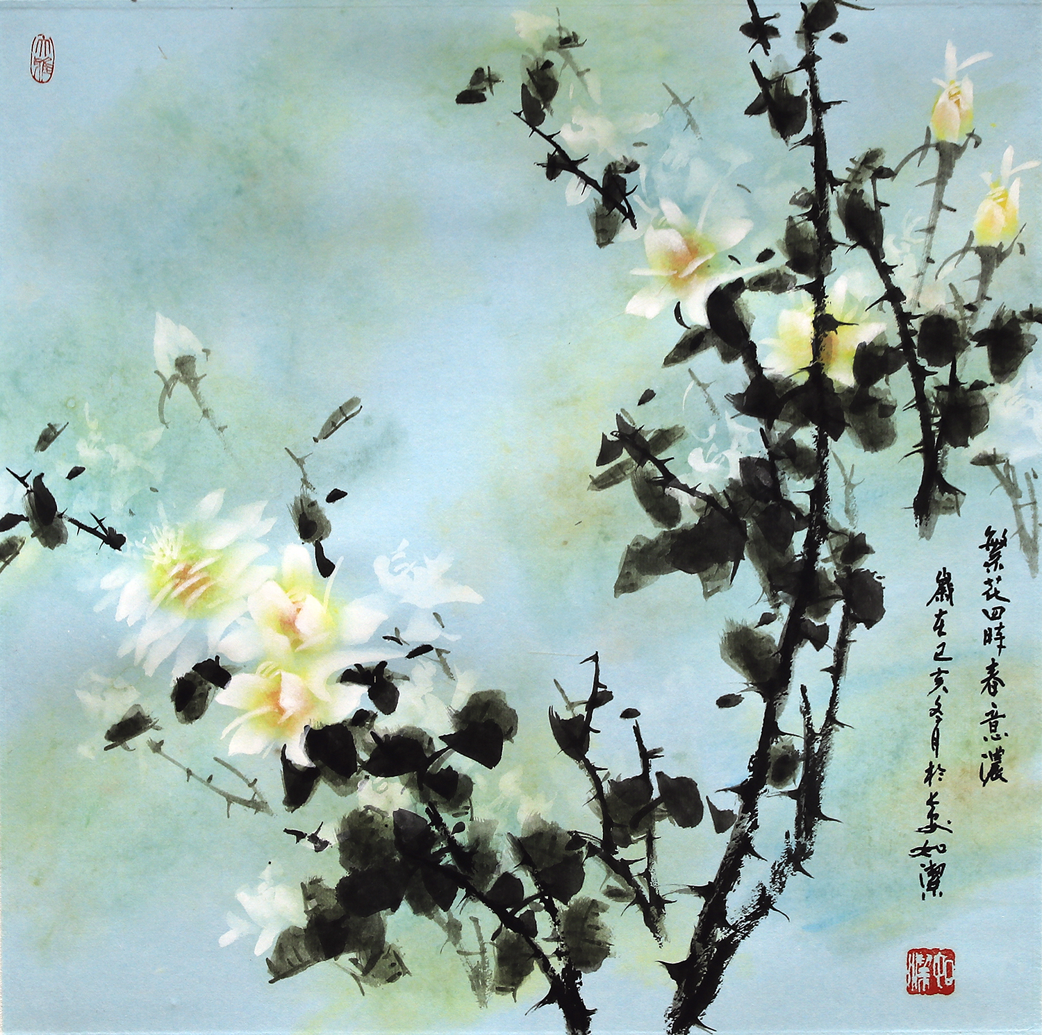 如洁作品《繁花四时春意浓》